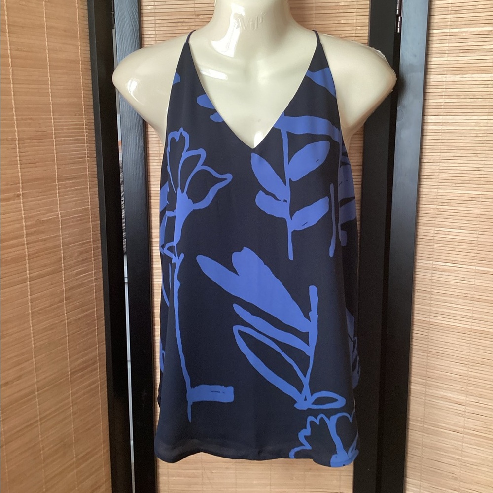 LOFT Floral Camisole XSP cami NWOT black blue print